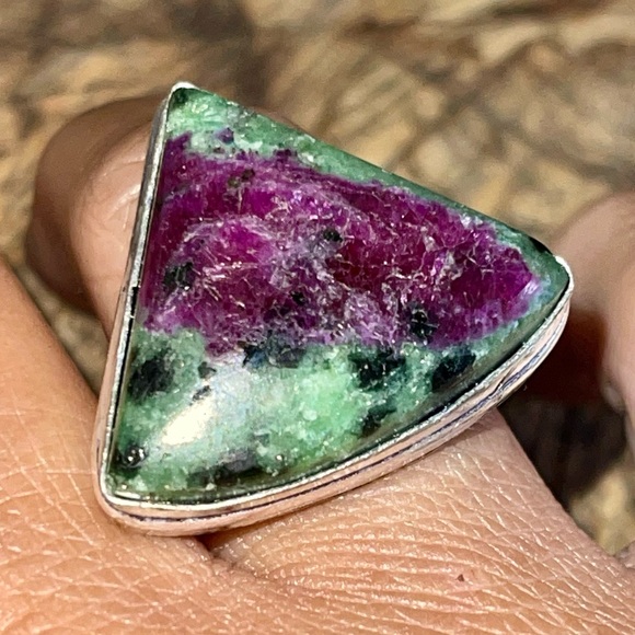 Anyolite Ruby Green Zoisite Ring Size 7 1/2 - Picture 14 of 15